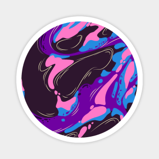 Fluid Pink - Purple & Blue Ink Abstract Magnet